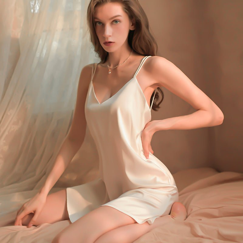 Satin backless camisole and thong set, alternate view 8